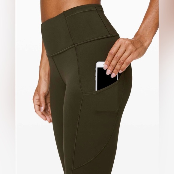 Lululemon Leggings Fast and Free Tight II 25" Dark Olive 8 - Picture 3 of 7